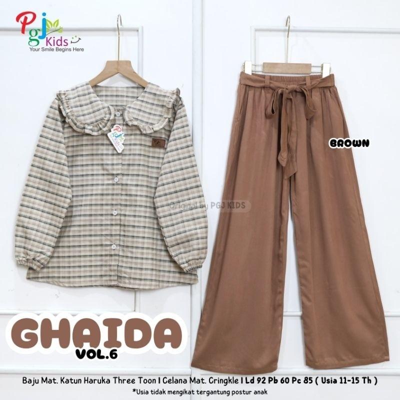 Ghaida Vol 6 Set Atasan + Celana Anak Perempuan Usia 11-15 tahun Set Kulot Anak Perempuan Remaja Original Pgj 2
