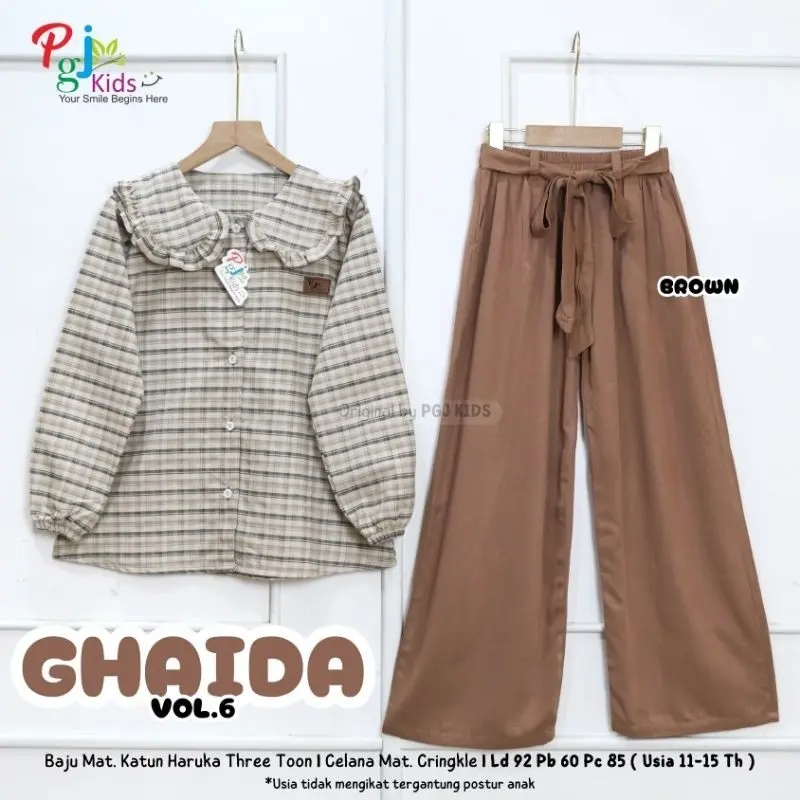 Ghaida Vol 6 Set Atasan + Celana Anak Perempuan Usia 11-15 tahun Set Kulot Anak Perempuan Remaja Original Pgj 2