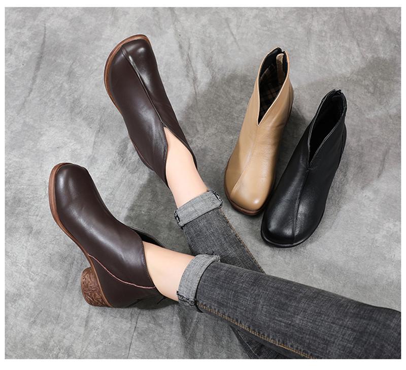 Product Introduction of Genuine Leather Winter Boots Women Chelsea Shoes Booties Woman Ankle Boots Platform Shoes Botines Mujer 6