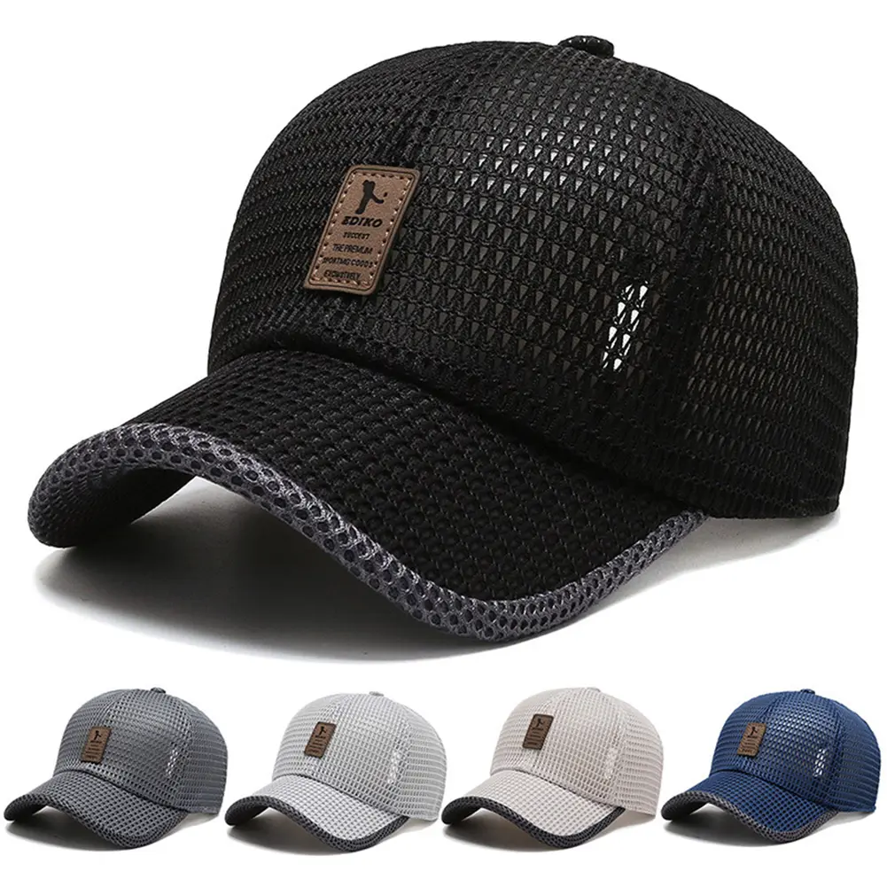 Men Baseball Cap Outdoor Sun Hat Breathable Mesh Peaked Cap Sunscreen Cap Adjustable Cotton Casual Cap