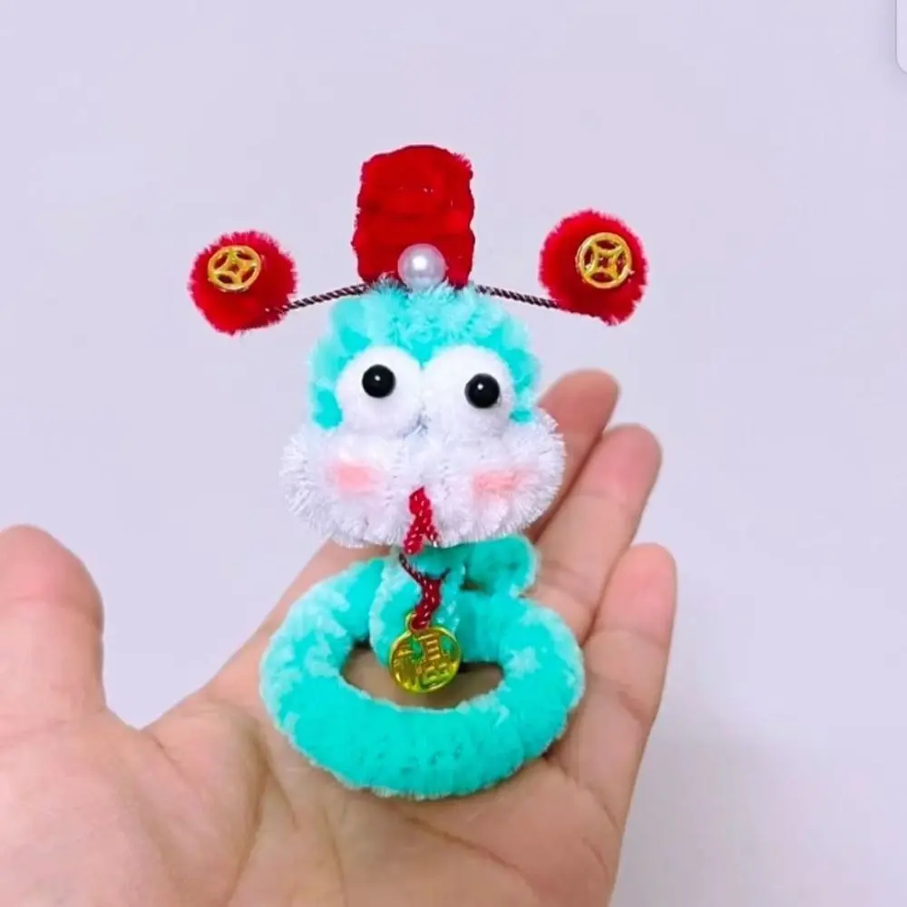 Novelty Wrap Around Arm Snake Twisted Rod Plush Toy Handmade Plush Year of The Snake Doll Fluffy Soft Snake Twisting Bar Material Bag Kids Birthday Christmas