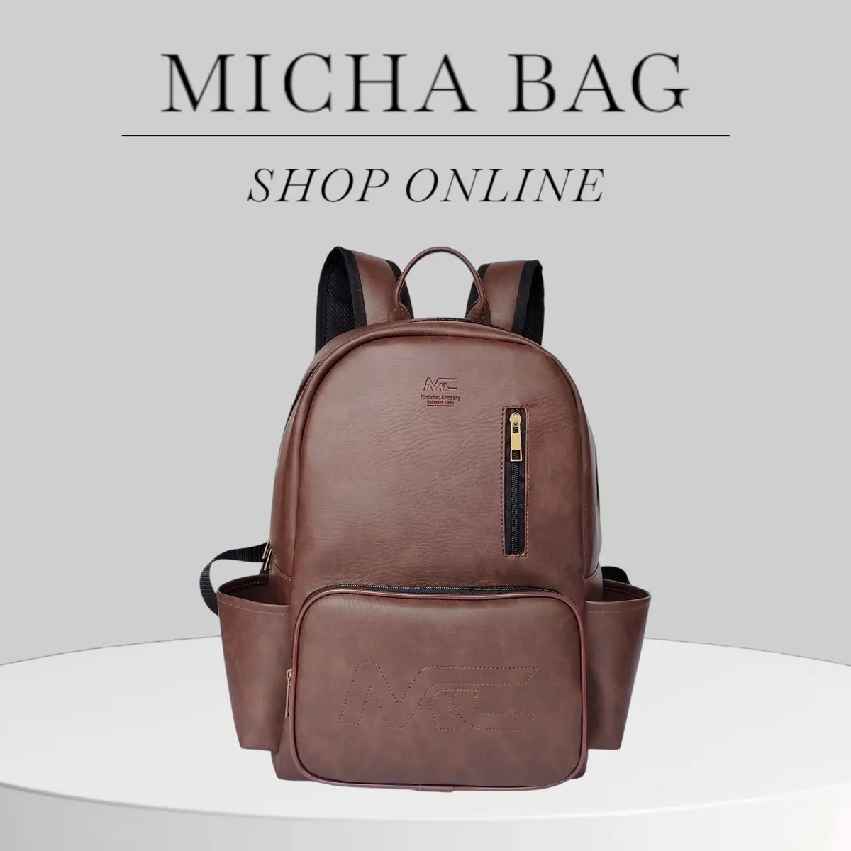BALO DA PU CAO CẤP Chính hãng Minhchau company  BL400 Đựng Laptop Nhung Đồng Kem Tim-tặng kèm túi kobap Bag cặp