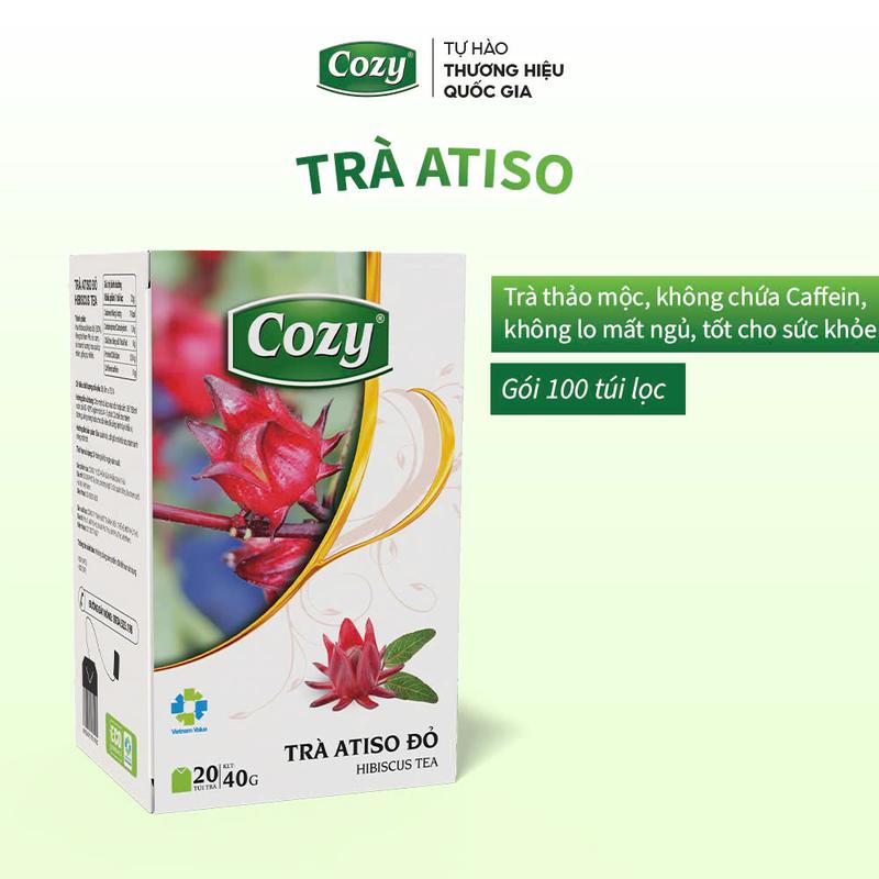Trà Cozy hoa atiso đỏ túi lọc trà hibicus trà hoa bụp giấm mát gan hỗ trợ thanh nhiệt giải độc cơ thể hộp 20 gói x 2g