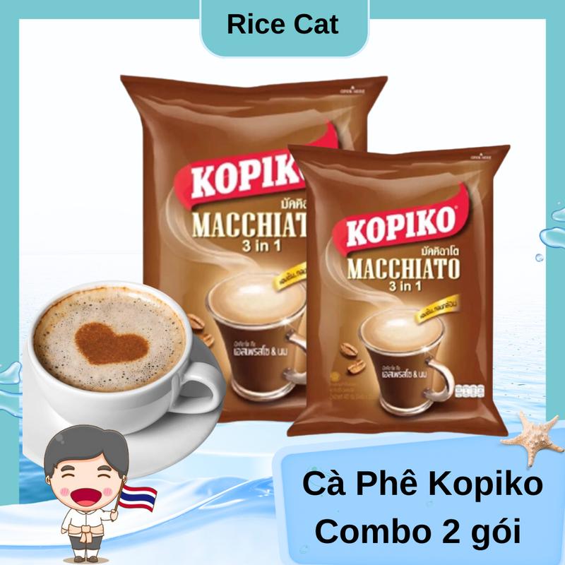 Combo 2 Cà Phê Sữa Kopiko Macchiato 3in1 Thái Lan 480g x2 chia làm 40 gói nhỏ - Cà phê sữa Kopiko Macchiato 3in1 Thái Lan - Cafe, Coffee Socola kopiko