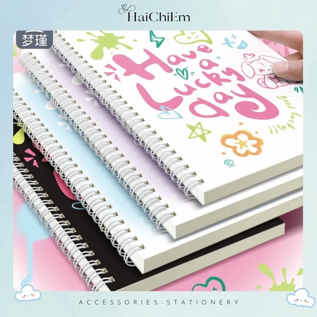 Sổ tay lò xo cỡ a5 - Tập vở lò xo kiểu dáng chữ HAVE A LUCKY DAY/ CAPYBARA/ PHI HÀNH GIA - Giá 1 cuốn (1pc) - Văn phòng phẩm [HAICHIEM]