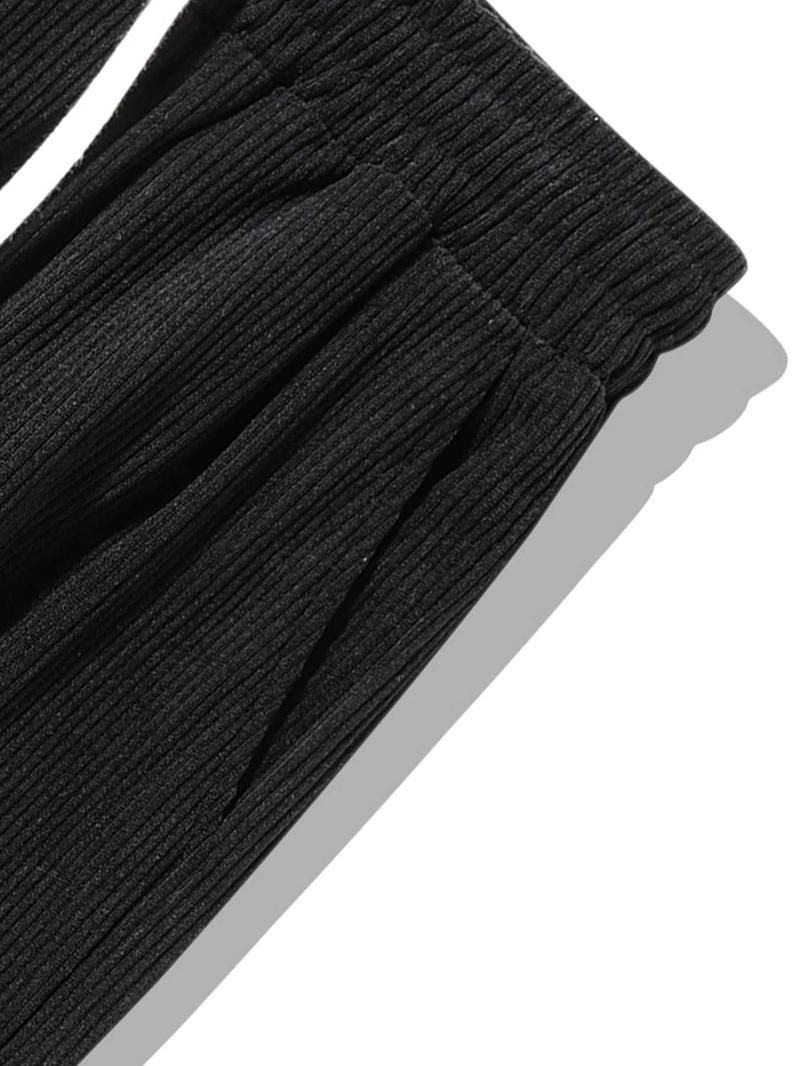 Product Introduction of Men's Solid Drawstring Waist Corduroy Pants, Casual Comfy Straight Leg Trousers for Fall & Winter, Men's Bottoms for Daily Wear 15