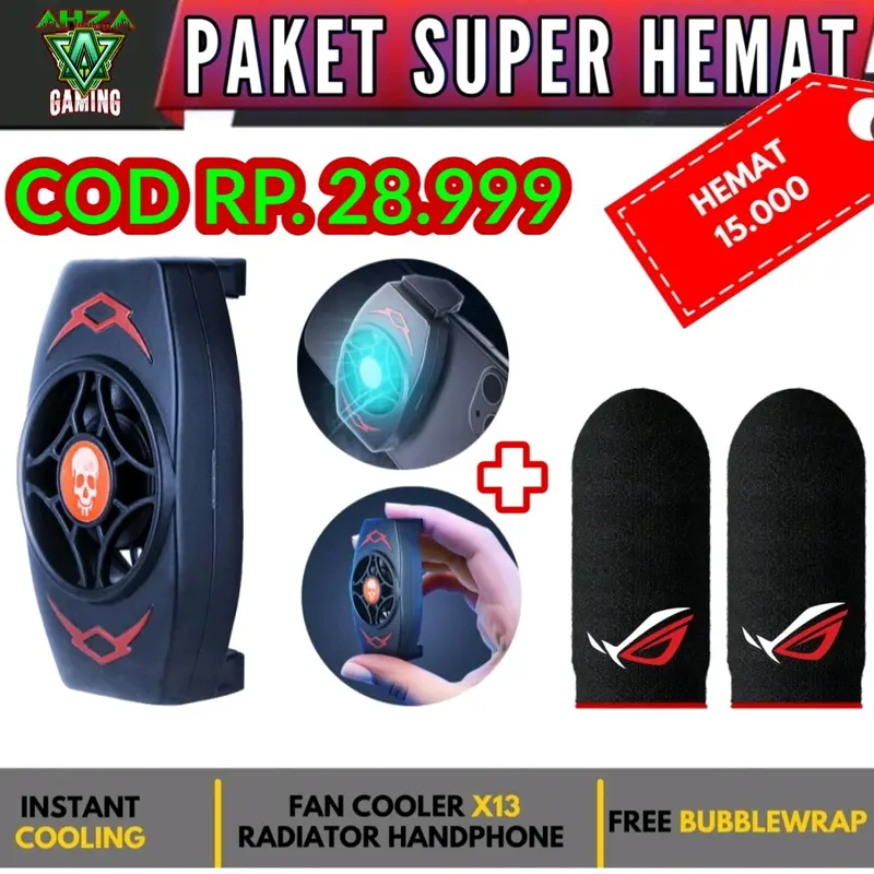 FAN COOLER X13 GRATIS SARUNG JEMPOL ROG ISI 2PCS ANTI BASAH KERINGAT 0