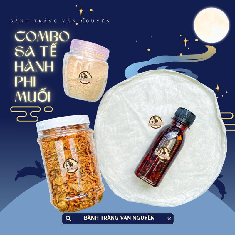 Combo bánh tráng phơi sương muối nhuyễn hành phi sa tế 900GR. Bánh Tráng Vân Nguyễn đồ ăn vặt snack