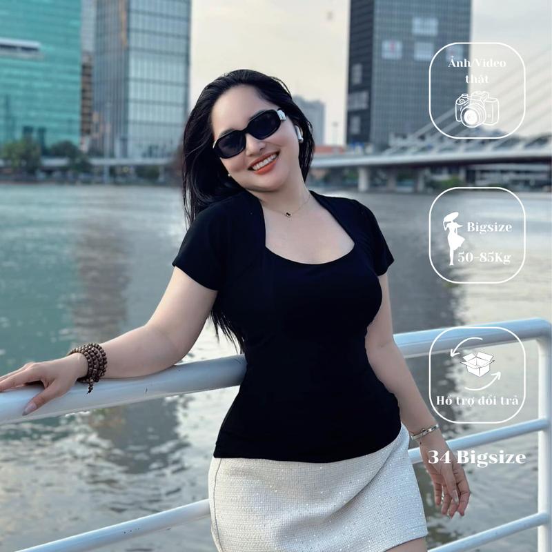 Áo thun hở lưng 34AT019 34 Bigsize Áo thun bigsize cho nữ áo kiểu trẻ trung ôm body sexy sang chảnh