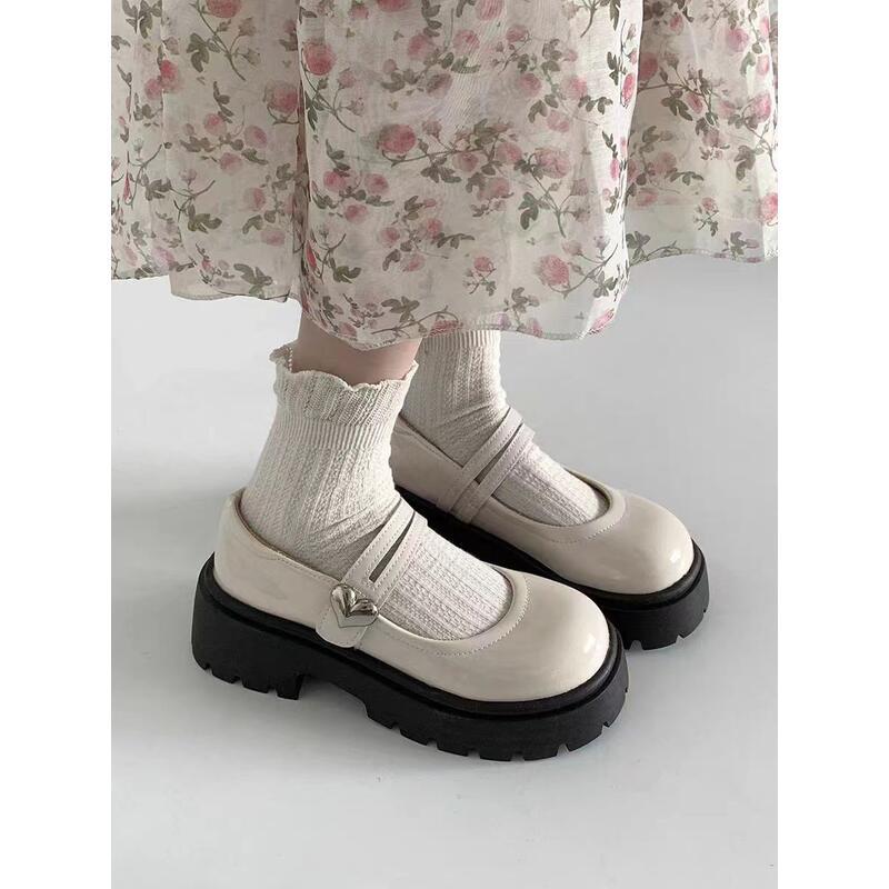 Product Introduction of Black Thick soled Small Leather 2024 Spring and Autumn New Le Fu with One Word Belt Mary Jane British Style Single Shoes for Women Footwear Girl 14
