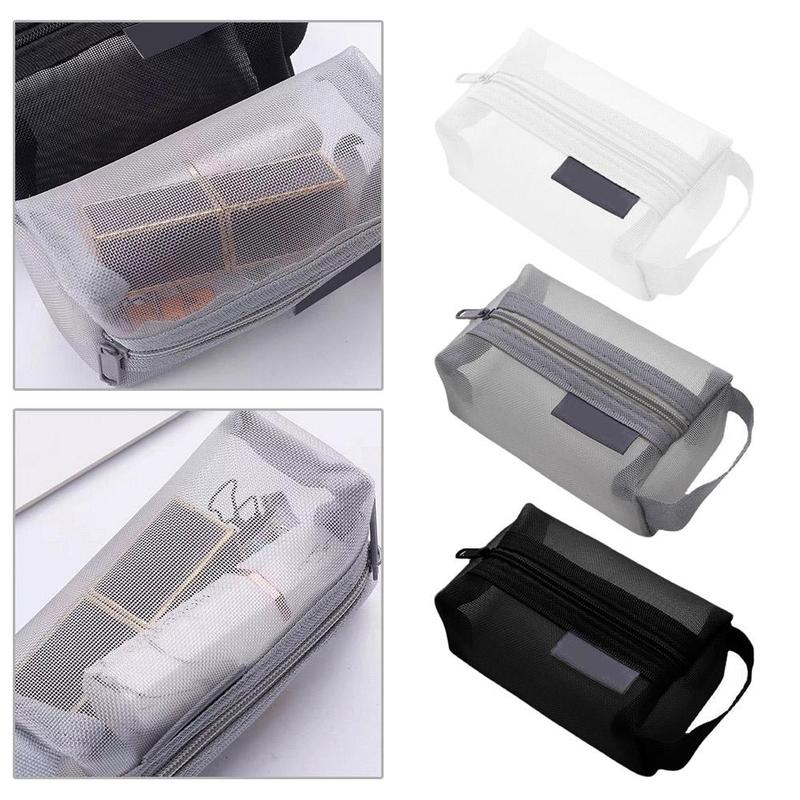 Black Mesh Makeup Bag Women Transparent Cosmetic Bag Small Portable Storage Bags Travel Toiletries Towel Organizer 1