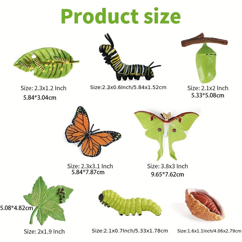 8pcs/set Butterfly Life Cycle Toy, Cute Model Caterpillar Butterfly, Montessori Early Childhood Education Toy 2
