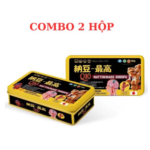 Combo 2 hộp Hoạt Huyết Dưỡng Não Nattokinase Q10 (hộp thiếc) ginkgo biloba giúp hoạt huyết, Hỗ trợ cải thiện tuần hoàn máu não - 60 viên