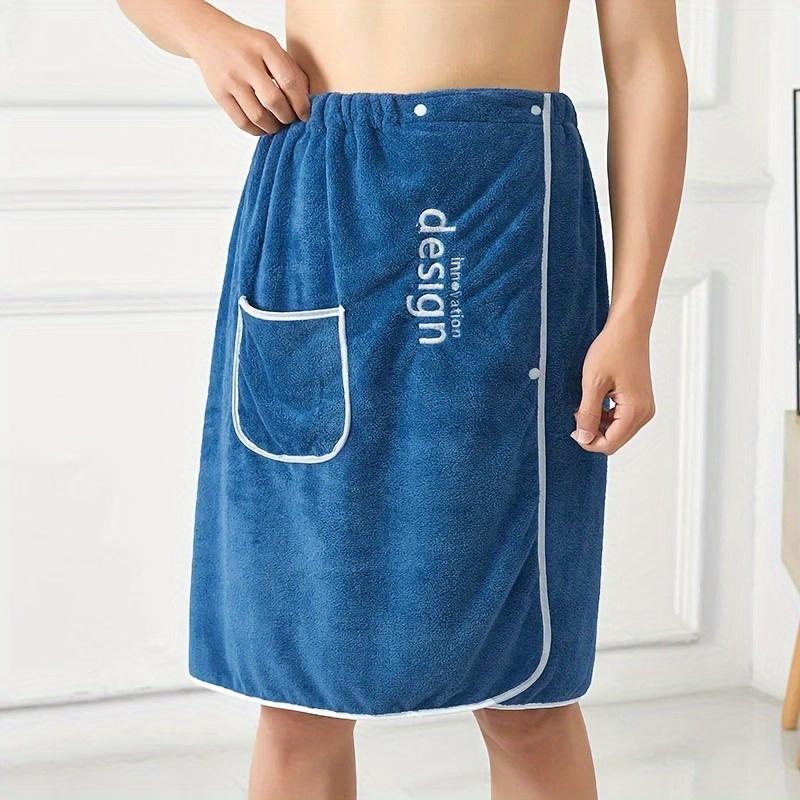 Product Introduction of Men's Wearable Bath Towel with Pocket, 1 Count Soft Absorbent Shower Skirt, Embroidered Bathroom Supplies for Home Hotel Salon 0