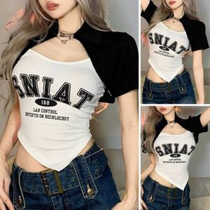 เสื้อแฟชั่น เท่ สองชิ้น y2k สตรีท BR012