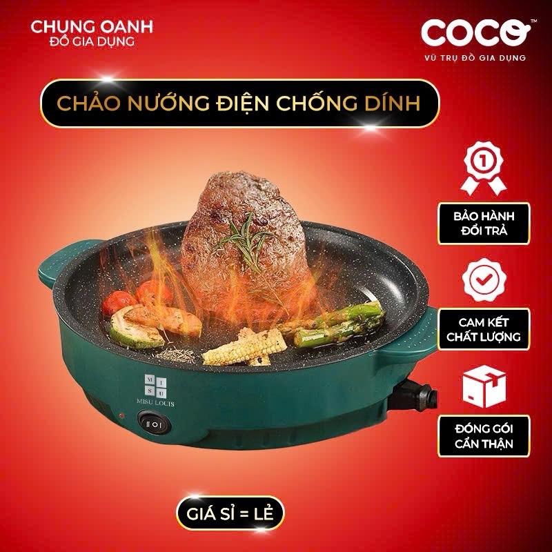 Bếp nướng điện đa năng không khói 26cm có lớp chống dính,2 chế độ nhiệt, an toàn tiện lợi Nướng Thịt Bếp Điện