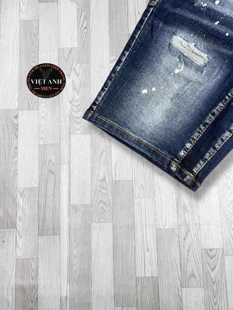 Product Introduction of Shopvietanhq9 - Quần Jeans Short Xanh Đậm nam 2 đáy (534) big size quần Super vẩy sơn, rách, vải giãn, quần ds khuyết tật Hót new Men - 3.3 Menswear 31