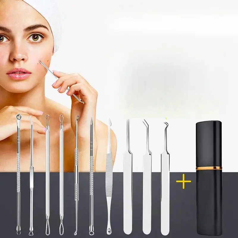 Blackhead Extractor Tool Set, 10pcs/set Blackhead Cleansing Tool with Storage Case, Manual Skin Care Tool for Forehead, Face and Nose 2