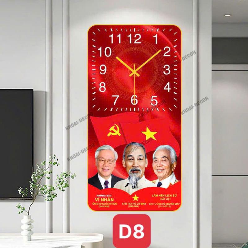 Tranh đồng hồ treo tường tráng gương cao cấp _ tranh các Vị Lãnh Tụ Đất Nước. Bác Hồ - Bac Giáp -Bac Trọng Decor Phòng Trang Trí Nhà 4