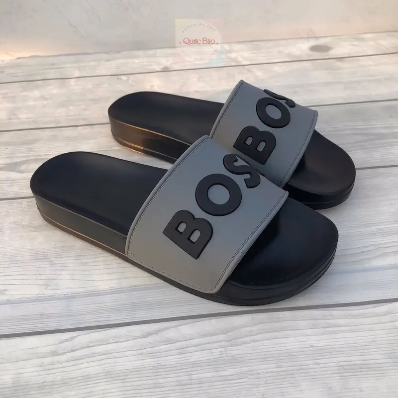 Dép lê BÓT XÁM in chữ nổi nam nữ size 35-42 dép dẻo nhẹ DéP Slipper Quai Ngang Đế Bằng 1