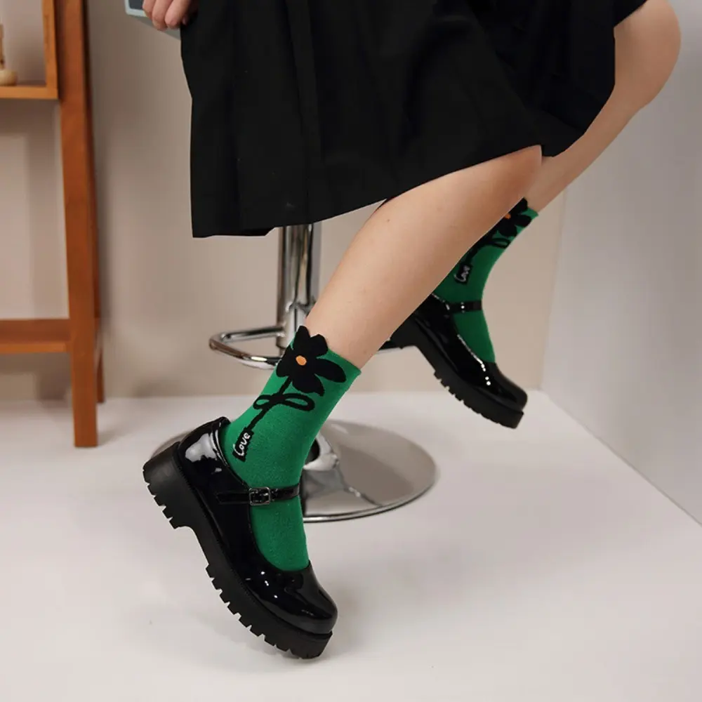 Comorta Breathable Printing Women Socks Cotton Sweety Flower Pattern Socks Cotton Socks