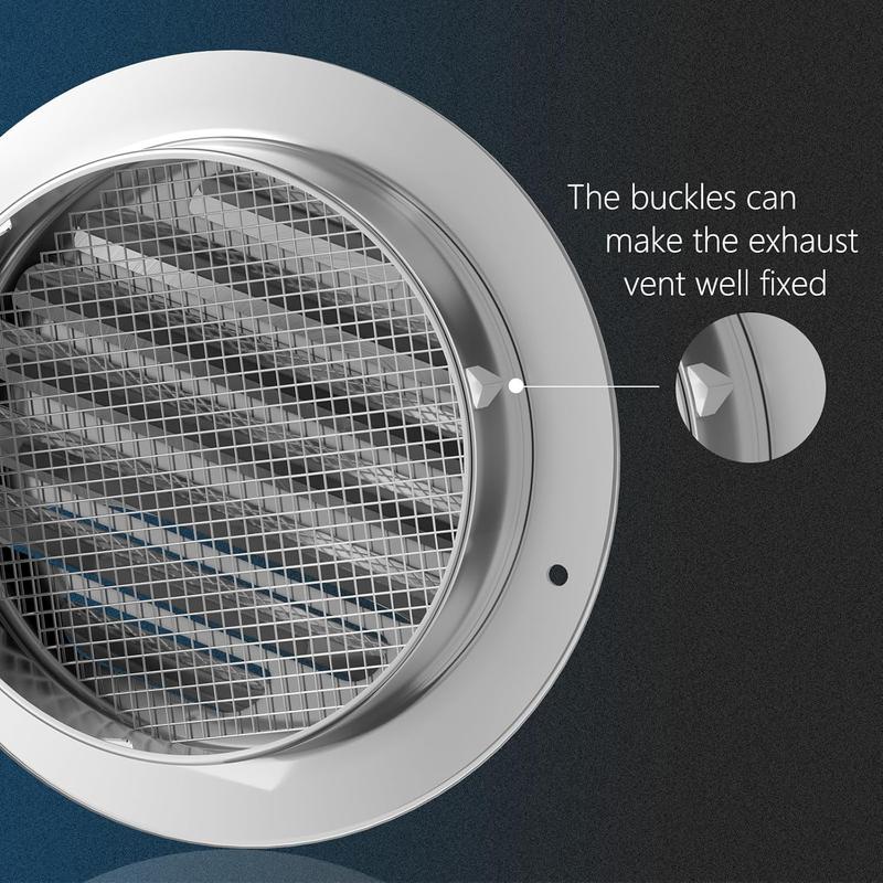 Stainless Steel Round Dryer Vent Cover, Wall-mounted Exhaust Hood for Bathroom Ventilation and Air Exchange, Dryer Replacement Outlet Accessory 7