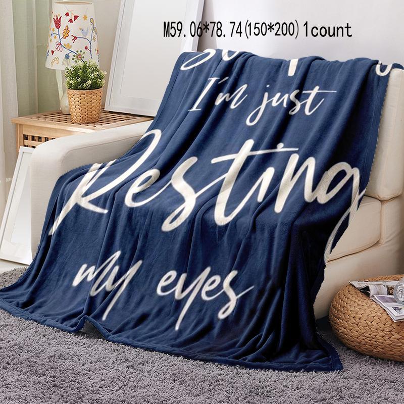 Letter Pattern Blanket, 1/2 Counts Soft Warm Throw Blanket, Air-conditioned Room Blanket, Warm Nap Blanket for Home Office Travel, Gift for Friend & Family 3