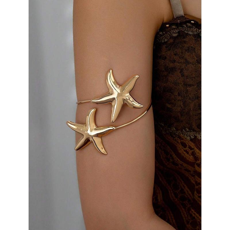 1pc Gold Seashell & Starfish Decor Arm Cuff, Summer Beach Vacation ...
