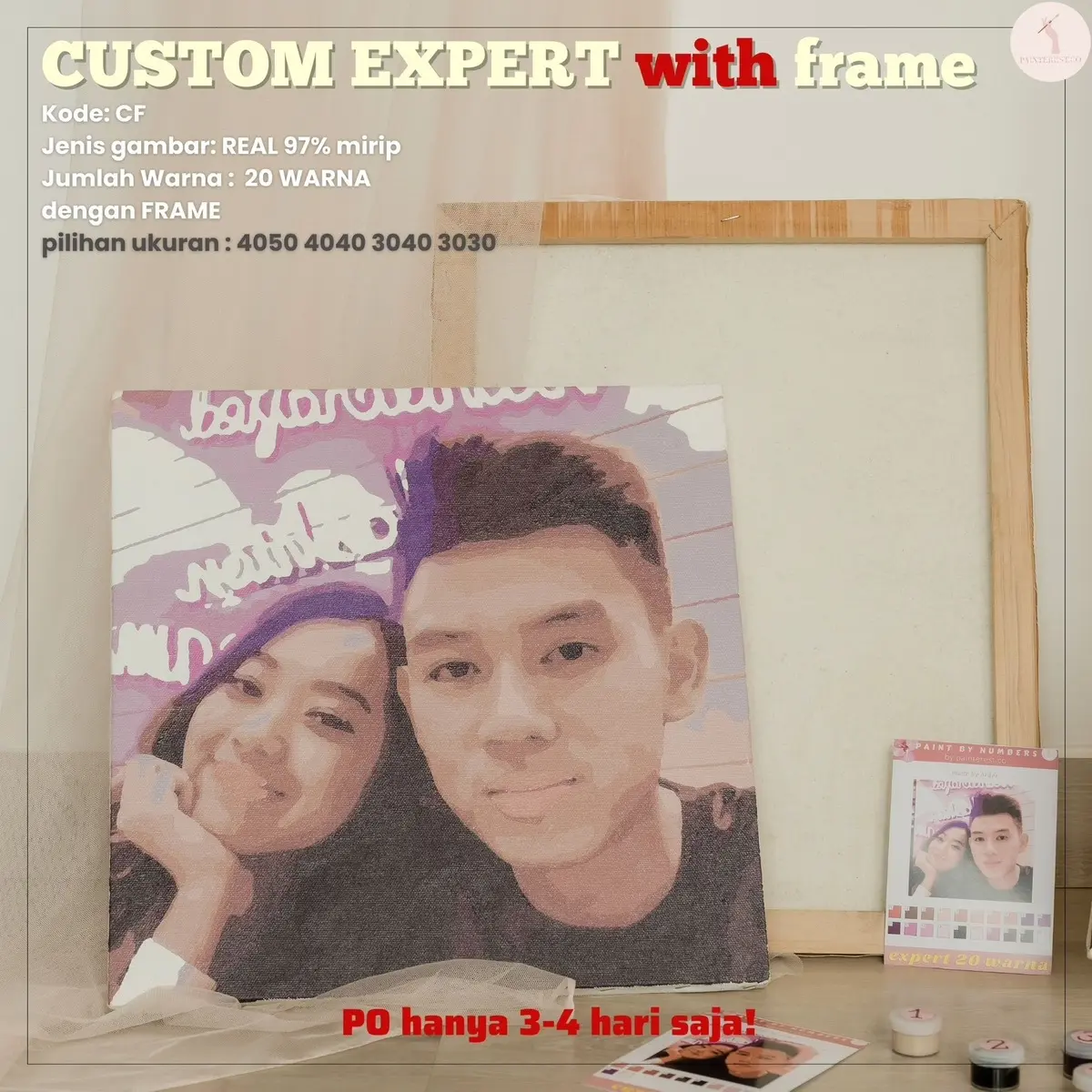 CUSTOM PAINT BY NUMBER WITH FRAME 20 warna REAL (lvl. EXPERT)
