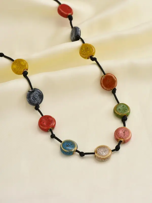 Boho Style Colorful Ceramic Bead Woven Pendant Necklace, Women's Sweater Chains Or Long Dress Accessories for Party, Daily Clothing Decor 4
