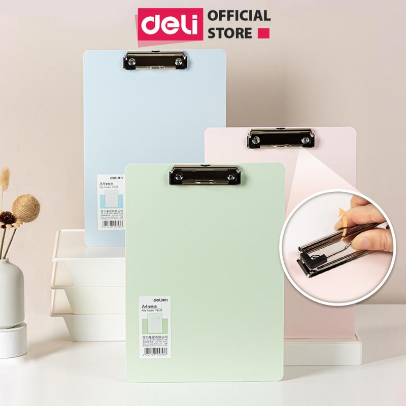Bìa trình ký nhựa A4 Deli đơn - Bìa kẹp hồ sơ nhựa giấy, tài liệu, kẹp hồ sơ A4 một mặt, màu pastel học sinh văn phòng
