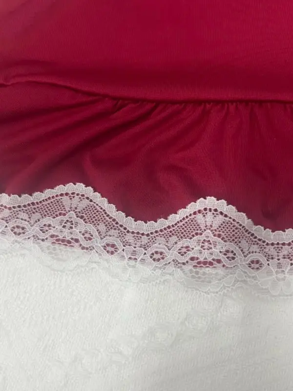 Women's Plain Lace Trim V Neck Cami Nightdress, Elegant Comfy Nightgown for All Seasons, Ladies Sleepwear for Daily Wear 3
