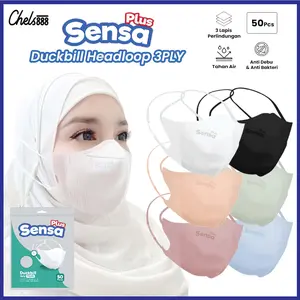 Masker Sensa Plus Duckbill Hijab 3ply isi 50 pcs