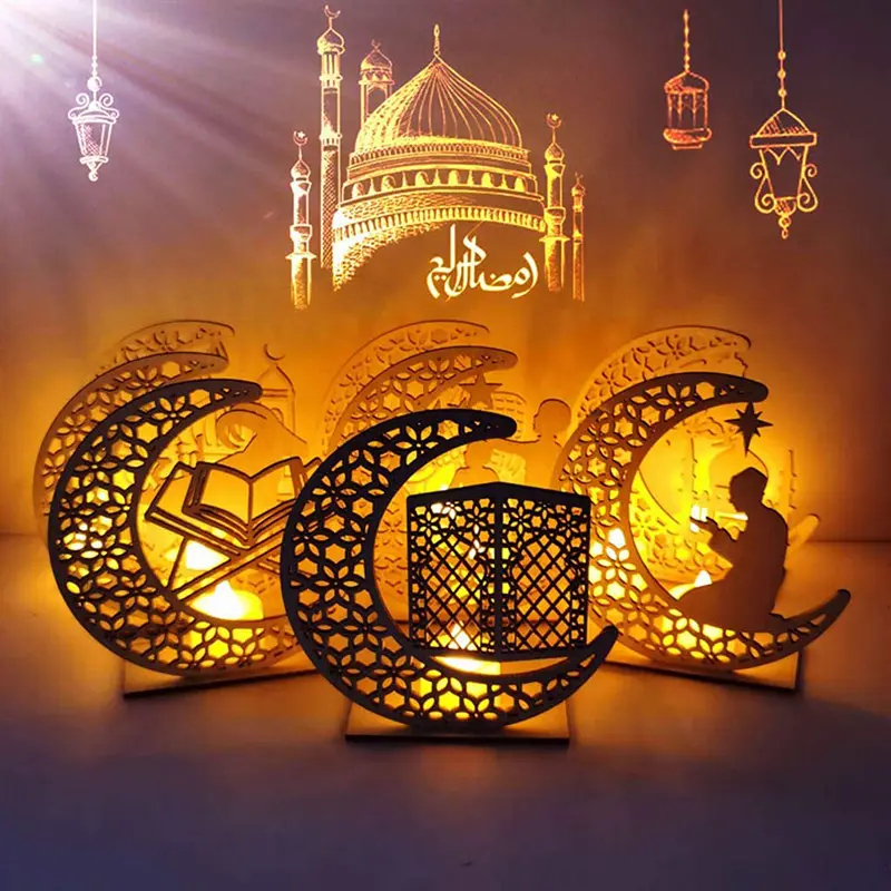 DIY Ramadan Decoration Ornament Led Light Palace Eid Mubarak Decor Muslim Craft Suppiles Ramadan Decoration For Home Party Decor