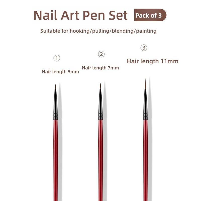 3Pcs/Set 5/7/11mm Nail Art Line Brush UV Painting Drawing Flowder Detailing Thin Liner Sripe Grid Pen DIY Manicure Tools 7