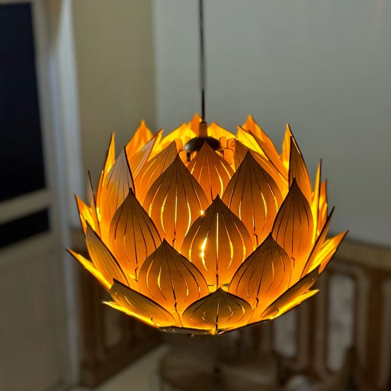 Đèn Thả Gỗ Trang Trí Decor Bông Sen 2T WORKSHOP DT30 9