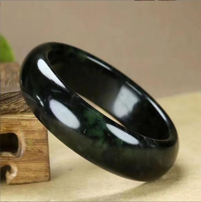Product Introduction of Gelang Jed, Jed Raja Ubat Tibet, Jed Hijau Tua Alamiah, Hijau Zaitun, Untuk Wanita, Barang Kemas Tangan, Magnetik Aktif, Gelang Batu Raja Ubat Jed Gelap 11