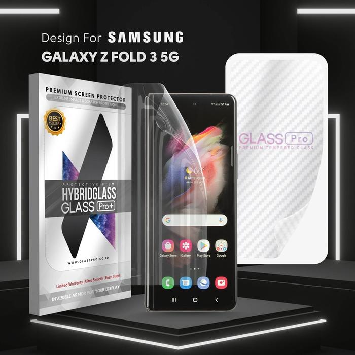 Gambar For SAMSUNG GALAXY Z FOLD 3 5G Z FOLD3 5G - Hybrid Glass Hydrogel Full Cover Depan Belakang Anti Gores Premium Screen Protector Glossy Glass Pro - NOT Tempered Glass Matte Anti Gores Kaca Anti Crack hg-clear-carbon dari Glass Pro Official Kota Administrasi Jakarta Barat Tokopedia