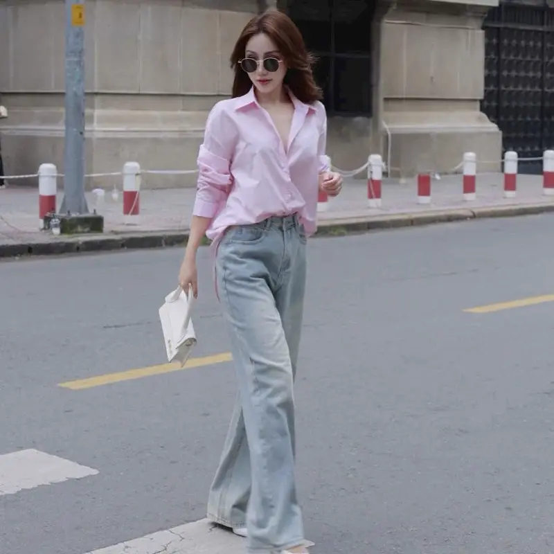 QJ45 - Quần Jeans Ống Suông Form Rộng Wash Loang Màu Bạc Phối Tag Lưng Cao Ống Rộng Tôn Dáng Form Unisex Ong Nữ 4