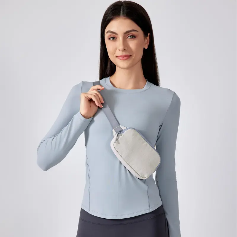 Unisex Solid Color Zipper Fanny Pack, Casual Outdoor Sports Phone Mini Waist Bag, Water-resistant Fitness Cycling Crossbody Bag for Women & Men 7
