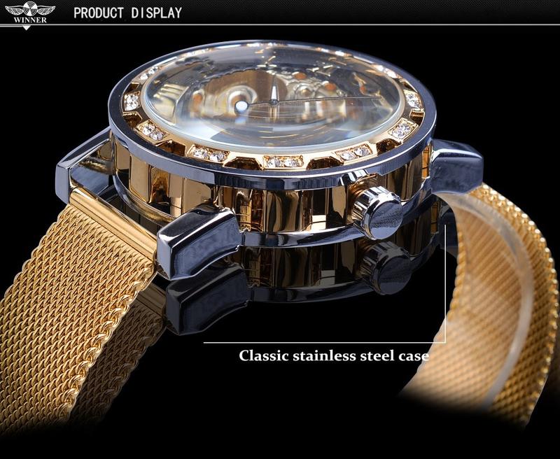 Product Introduction of Men's mechanical watches New Fashion Classic Hollow Rhinestone Manual Manipulator Men's Watch 26