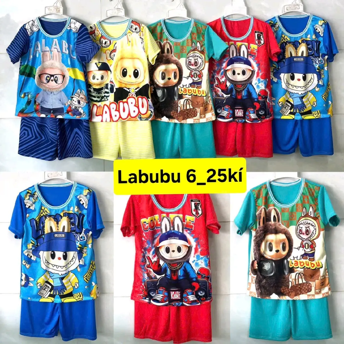 (5_40kg) combo 5bộ 5màu labubu đồ bộ bé trai . quần áo bé trai Cho Bé 5 set baby 1 three full nỉ túi mù tree thun đi đầy sét len mùa lông ver tết cap yếm khui một lụa thôi mặc gấu hè mũ bo tamlan hbalo body betrai tămlạnh chobé váy hoa bodysuit liền thu b
