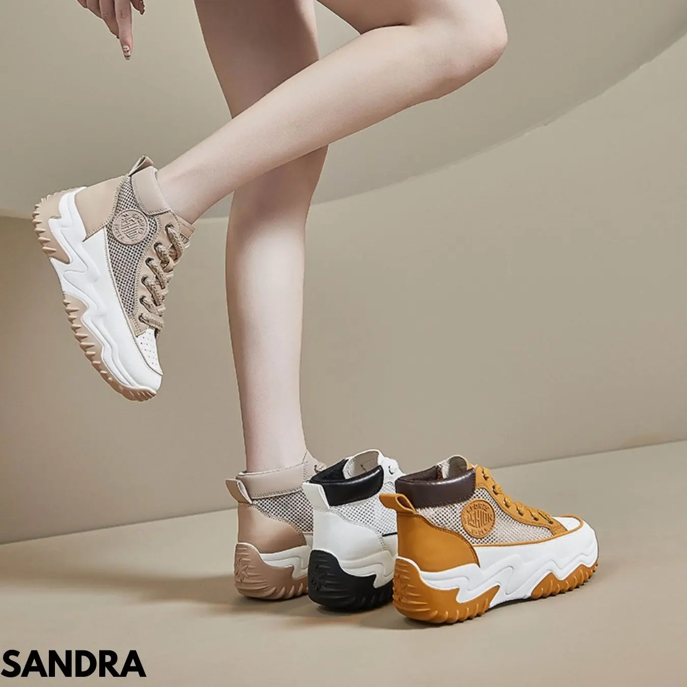 Sneakers Wanita Sepatu Fashion Elegant Keren Cantik Moderen Kece Bahan Pu  Sandra