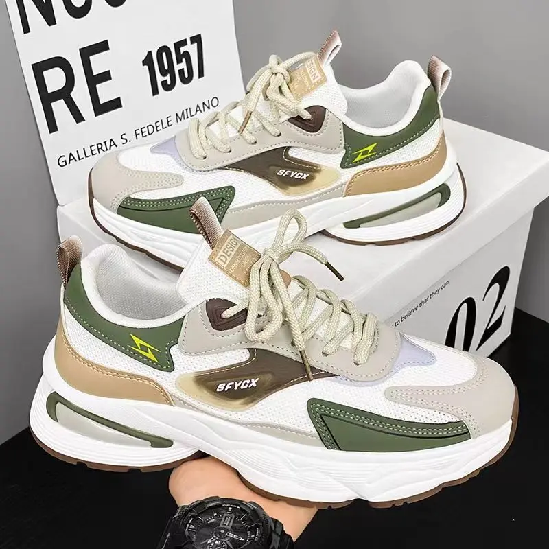 Men's Summer Casual Shoes Mesh Breathable Thick Sole Height Increasing Versatile Men's Shoes Trendy Brand Hot Sale Lightweight Sports Dad Shoes