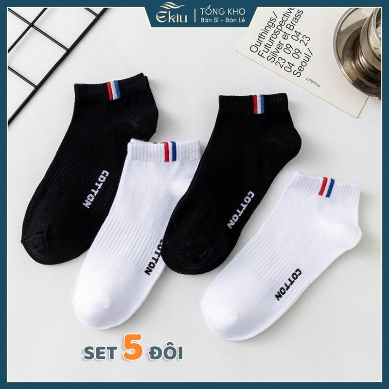  Tất cổ ngắn nam nữ phong cách Vintage đơn giản vớ cổ ngắn chất liệu cotton co giãn chống hôi chân - Ekiu Shop 