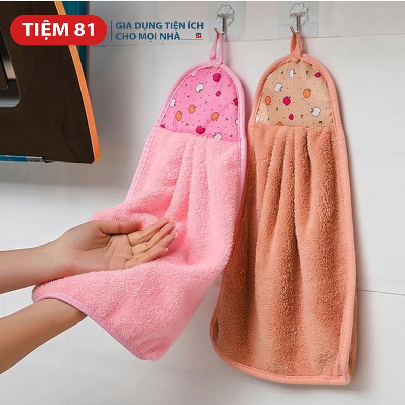 (Giao màu ngẫu nhiên) Khăn Lau Tay, Lau Bát Nhà Bếp Siêu Thấm Nước Size Lớn - Khăn Lau Tay Treo Tường Nhiều Màu  Làm Sạch Cotton