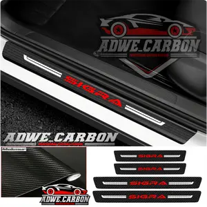 stiker carbon mobil sigra stiker carbon pelindung bawah pintu mobil dari pijakan kaki 5pcs