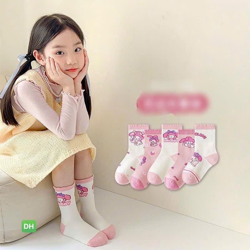 Set 10 đôi tất meloly hồng trắng cho bé 1