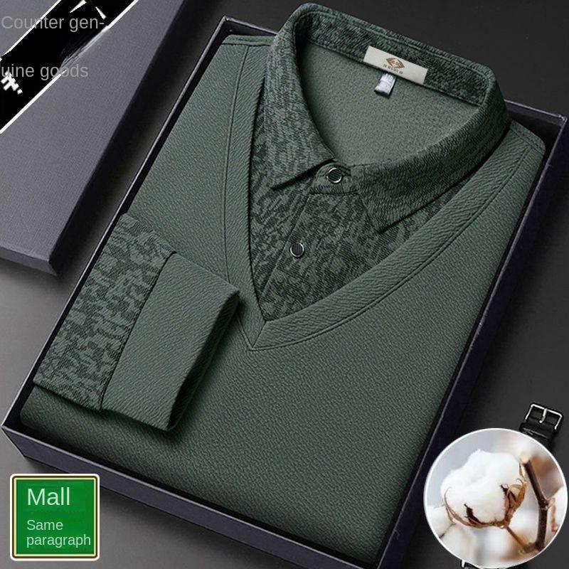 Áo Thun Nam Tay Dài Có Ve Áo Thời Trang Sang Trọng Thích Hợp Cho Mùa Xuân Và Mùa Thu Xu Hướng Mùa Mùa Xuân Trung Niên Dễ Phối Đồ Thường Ngày Trang Phục Cơ Sở Cho Bố