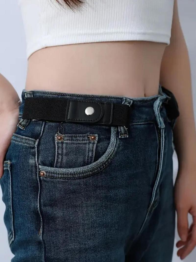 Product Introduction of 1 Pair No Buckle Elastic Belt for Women Men, High Stretch Belt for Pants Jeans, Casual Buckle Free Adjustable Invisible Belt, Trendy Accessories 5